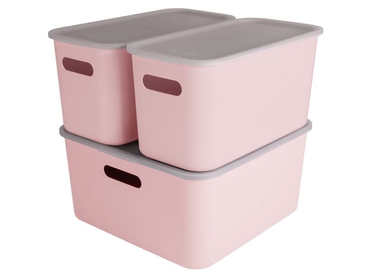 Sunware Sigma home 3er-Set cube boxen mit Deckel - rosa