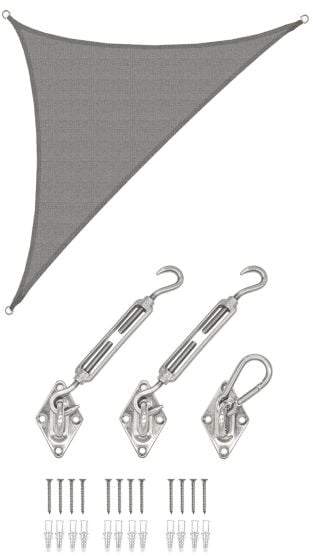 AMANKA 3,6 x 3,6 x 5,1 atmungsaktives UV Sonnensegel - Grey