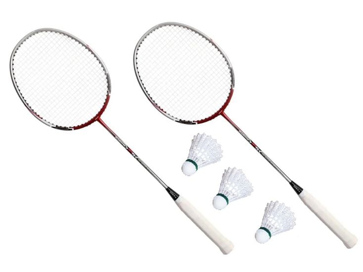 Campingwise Badminton-Set - 2 Schlägern und 12 Federbällen