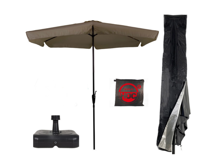 CUHOC sonnenschirm Ø3m taupe mit hülle Redlabel und fuß