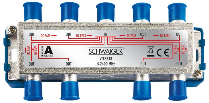 Schwaiger 8-fach Verteiler für Kabel-, Antennen- und Satellitenanlagen