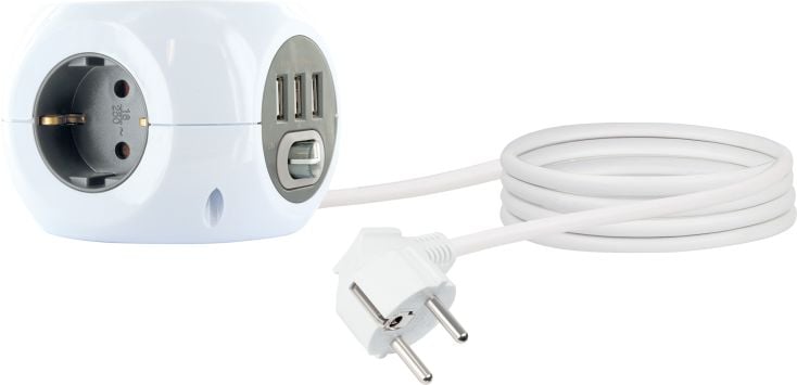 Schwaiger Steckdosenwürfel 3-fach mit 3x USB Ladeports