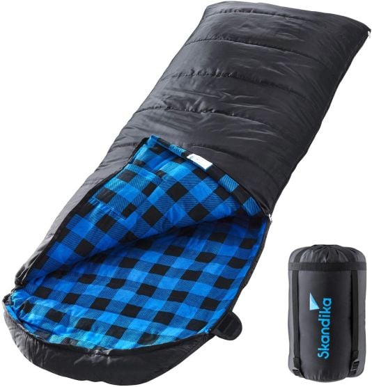 Skandika Dundee Flanell RV links schwarzer Schlafsack