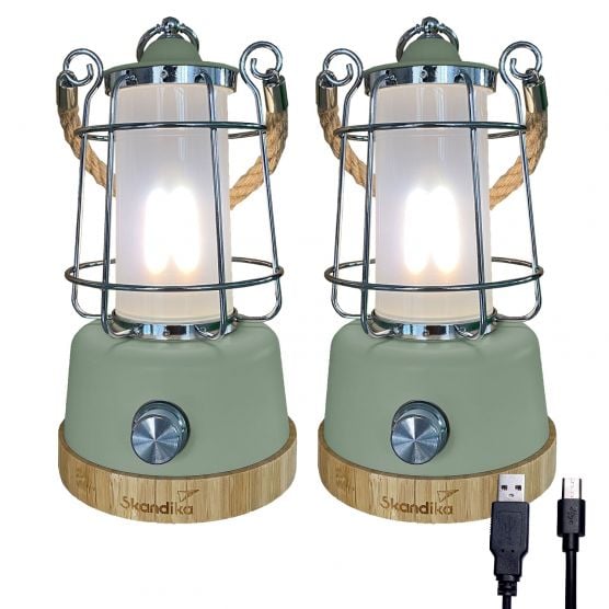 Skandika Kiruna Set mit zwei grünen Campinglampen