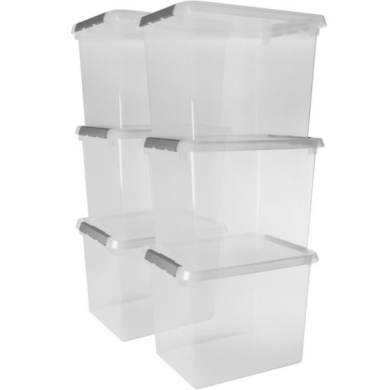 Sunware Comfort Line 52 Liter transparent graue 6er-Set Aufbewahrungsboxen