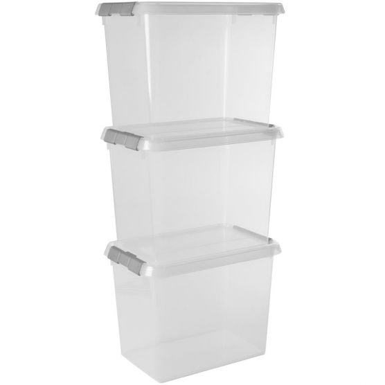 Sunware Comfort Line 9 Liter transparent graue 3er-Set Aufbewahrungsboxen