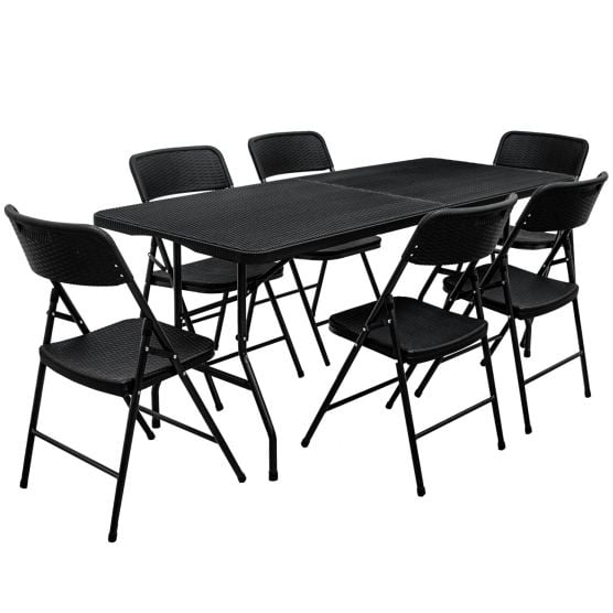 AMANKA 180x74 schwarzer Gartentisch mit 6 Stühlen
