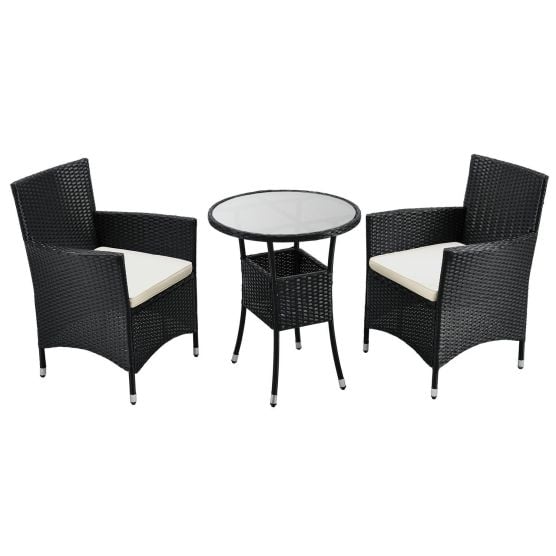 Bayamo Polyrotan schwarz-weißes Balkonset