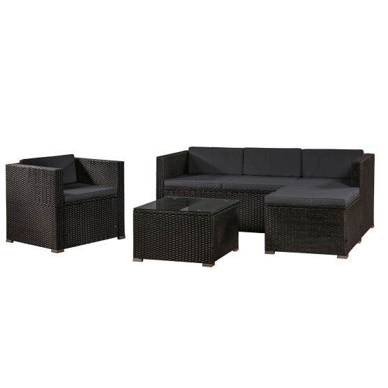 Punta Cana L Polyrattan schwarzes Lounge-Set
