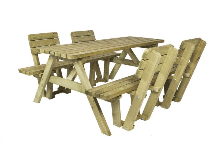 MaximaVida Vilnius 180 cm Picknicktisch mit 4 Rückenlehnen