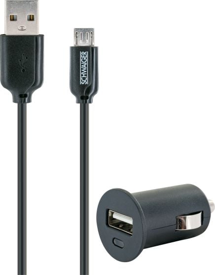 Schwaiger LSET200 schwarzes 12-Volt Micro-USB Ladeset
