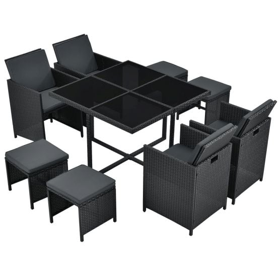 Baracoa L Polyrattan schwarzes Diningset