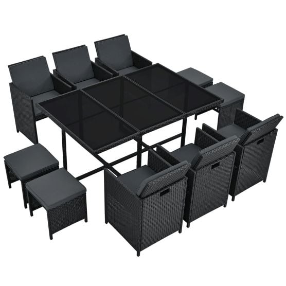 Baracoa XL Polyrattan schwarzes Diningset
