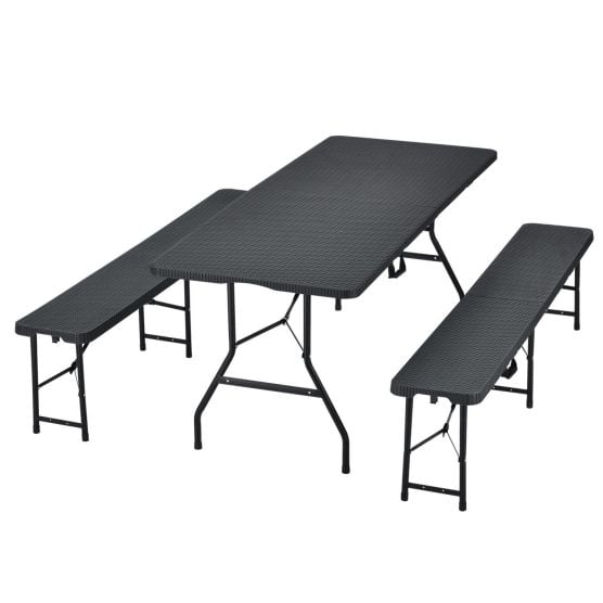 Amberg Rattan-Optik 3-teiliges Bierzeltgarnitur Set