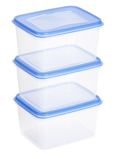 Sunware Club Cuisine 1,5 Liter transparent blaue 3er-Set Gefrierdose
