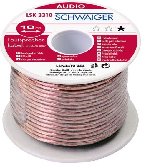 Schwaiger LSK3410 10 Meter 0,75mm Transparentes Lautsprecherkabel