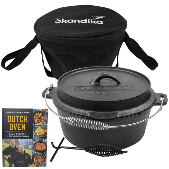 Skandika Dutch Oven Flame Master ohne Füße 13,8 Liter vollständiger Satz