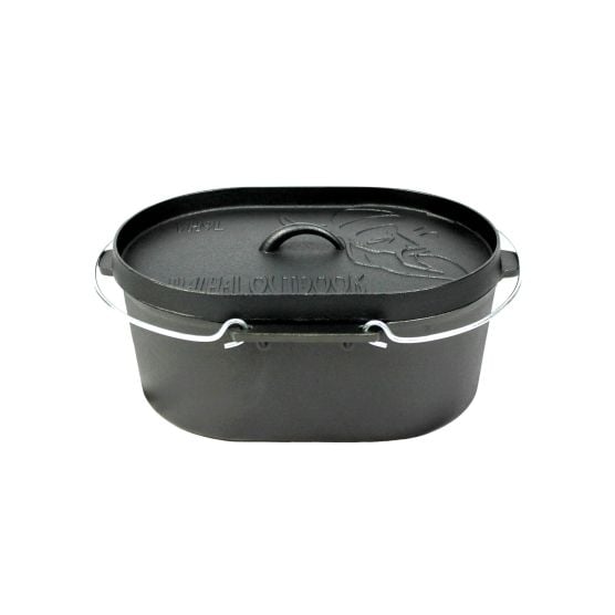 Dutch Oven Braadpan Gietijzer met Grill Deksel Ovaal 9 Liter