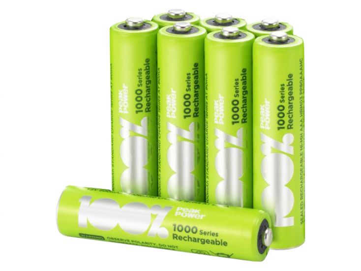 100%PeakPower Set von 8 AAA Batterien
