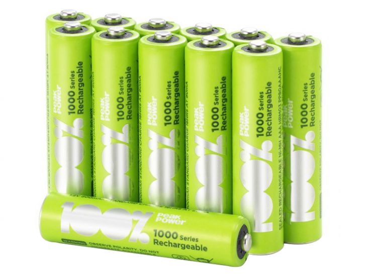 100%PeakPower Set von 12 AAA Batterien