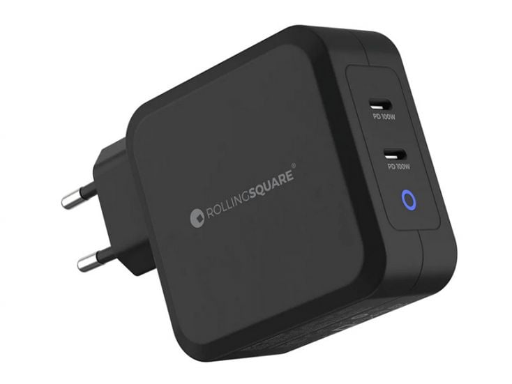RollingSQUARE GaN 100 Watt Ladegerät mit 2 USB-C-Anschlüsse