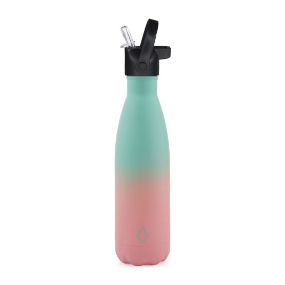 Wattamula Design Öko Edelstahl Blue Pink 500-ml-Wasserflasche mit Extraverschluss