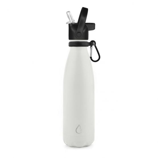 Wattamula Luxus Design Öko Edelstahl 500-ml-Wasserflasche mit Extraverschluss und Tragekarabiner