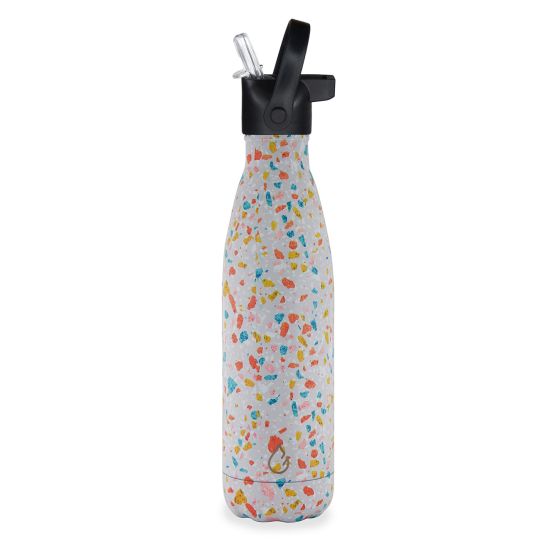 Wattamula Design Öko Edelstahl Terrazzo 500-ml-Wasserflasche mit Extraverschluss