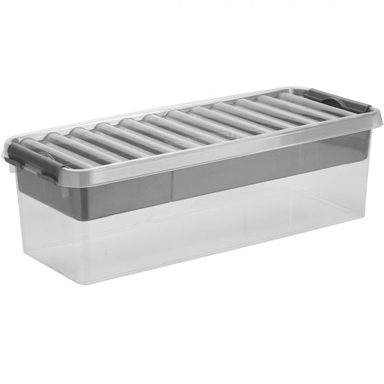 Sunware Q-line 9,5 Liter transparente graue Aufbewahrungsbox mit Einsatz