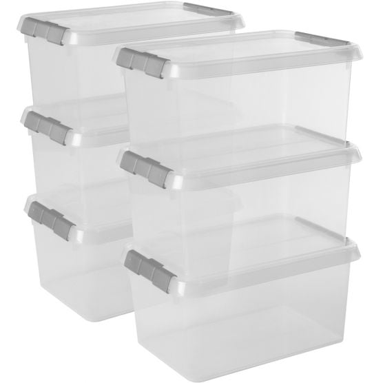 Sunware Comfort Line 6 Liter transparent graue 6er-Set Aufbewahrungsboxen