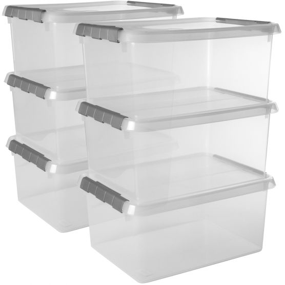 Sunware Comfort Line 15 Liter transparent graue 6er-Set Aufbewahrungsboxen