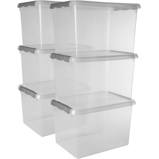 Sunware Comfort Line 22 Liter transparent graue 6er-Set Aufbewahrungsboxen