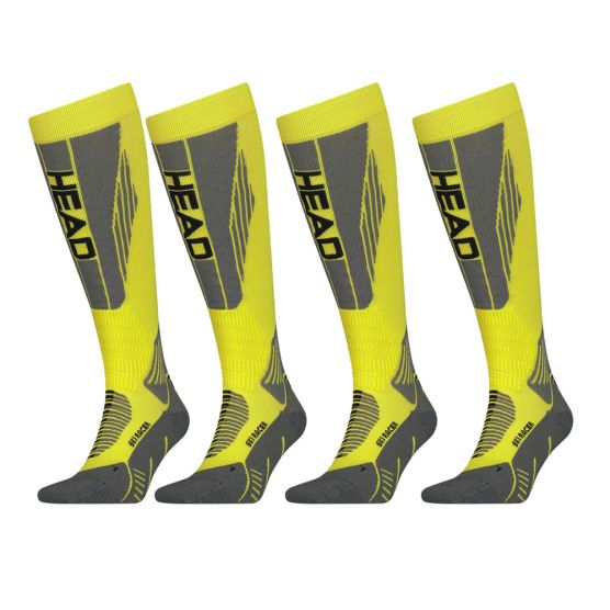 HEAD Racer Kneehigh 4 Paar Neon Yellow Unisex Skisocken