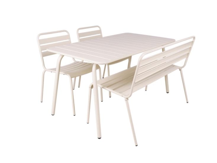 MaximaVida Max 150 cm Gartenset mit 2 Stühlen und Bank - White