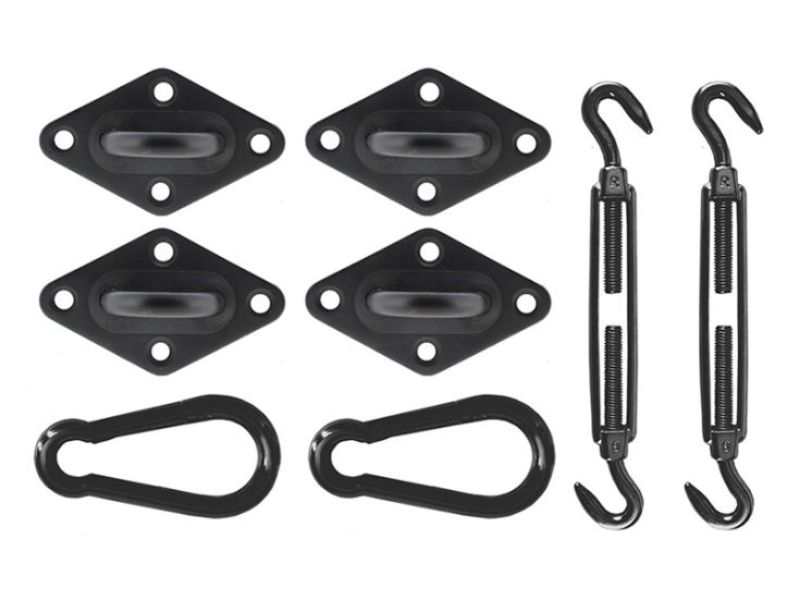 Livn Quadrat Schattentuch Edelstahl Befestigungsmaterial - Black