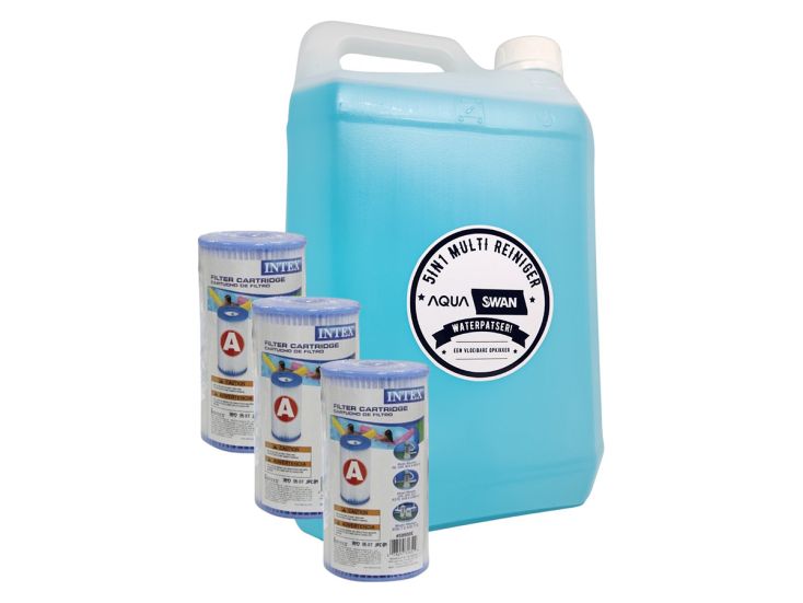 Aquaswan 5 Liter Liquid Multitabs mit Set von 3 Type A Intex Filter