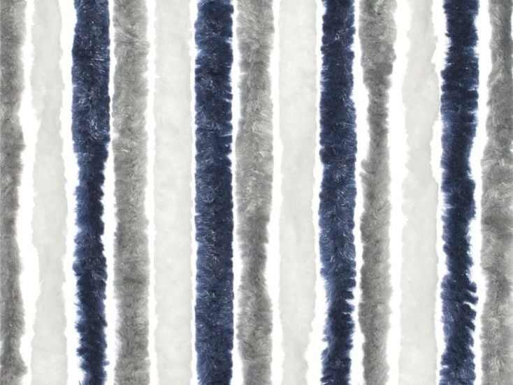 Travellife 56 x 185 grau/weiß/blau Chenille-Vorhang