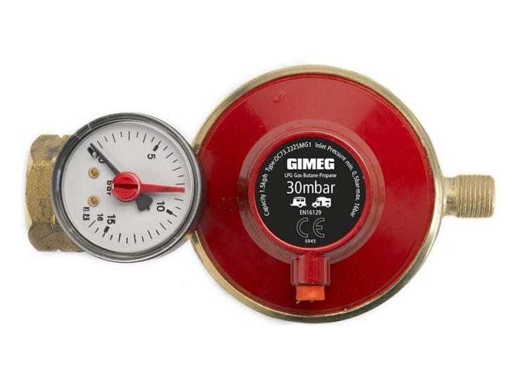 Gimeg Kombi x 1/4"li 30 mbar Gasdruckregler mit Manometer