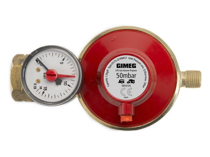Gimeg Kombi x 1/4"li 50 mbar Gasdruckregler mit Manometer