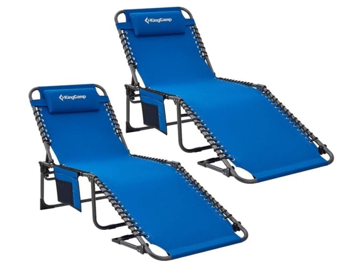 Kingcamp Set von 2 Liegestuhle mit Kopfkissen
