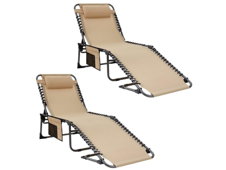 Kingcamp Set von 2 Liegestuhle mit Kopfkissen
