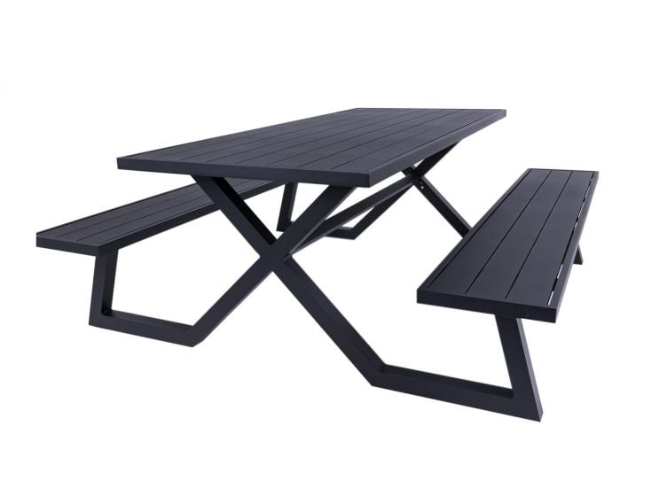 MaximaVida Dex 200 cm schwarzer Aluminium Picknicktisch