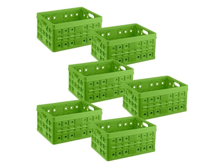 Sunware Square 32 Liter Set von 6 Klappboxen - Green
