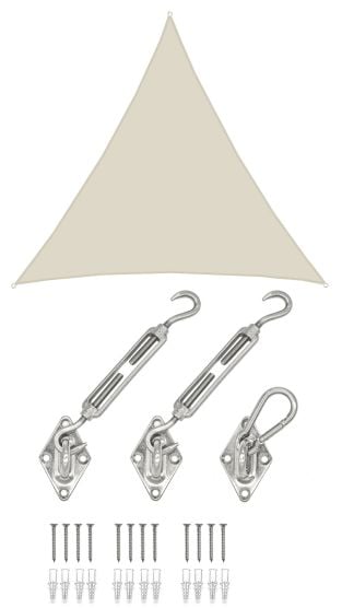 AMANKA 7x7x7 Wasserdichtes Beige Sonnensegel mit Befestigung