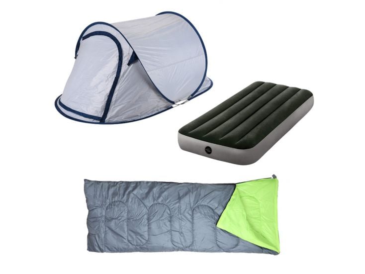 HIXA Grey Pop-up-Zelt mit Schlafsack und Luftbett
