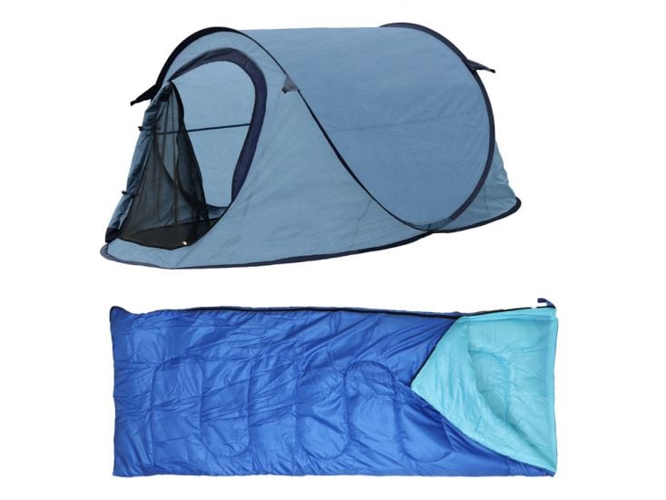 HIXA Blue Pop-up-Zelt mit Schlafsack