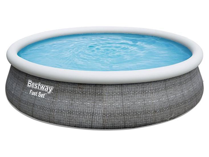 Bestway Fast Set Ø457 cm Rattanpool mit Pumpe und Stufen