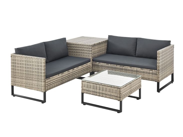 Juskys Santorini Polyrattan Modular Loungeset - Grey