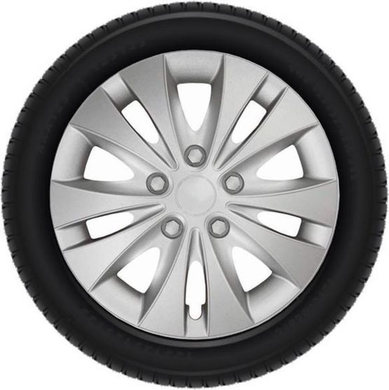 Tip-it 16 Zoll 10-Speichen Set mit 4 silbergrauen Radkappen