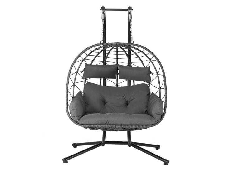 Juskys Aria Polyrattan Doppel-Hängesessel - Darkgrey